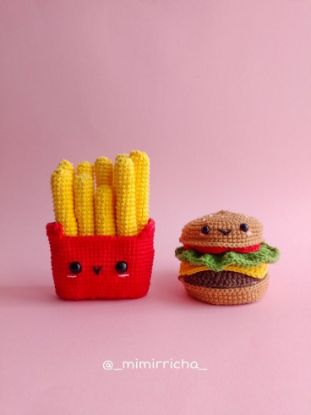 Imagen de Papitas y hamburguesa amigurumi