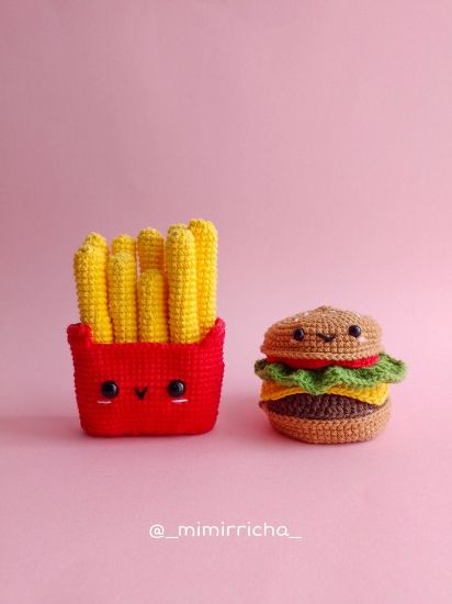 Imagen de Papitas y hamburguesa amigurumi