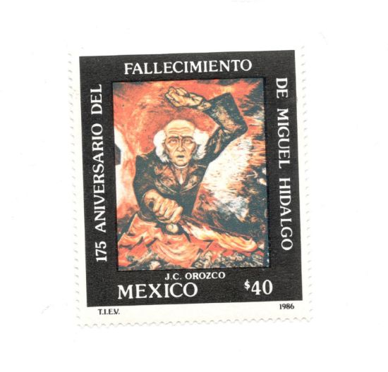 Imagen de ESTAMPILLA DE 1986 MIGUEL HIDALGO PINTURA DE DIEGO RIVERA