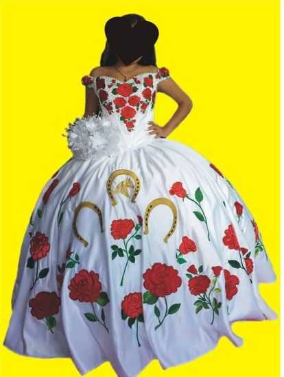Imagen de Vestido para Xv años con bordado de rosas