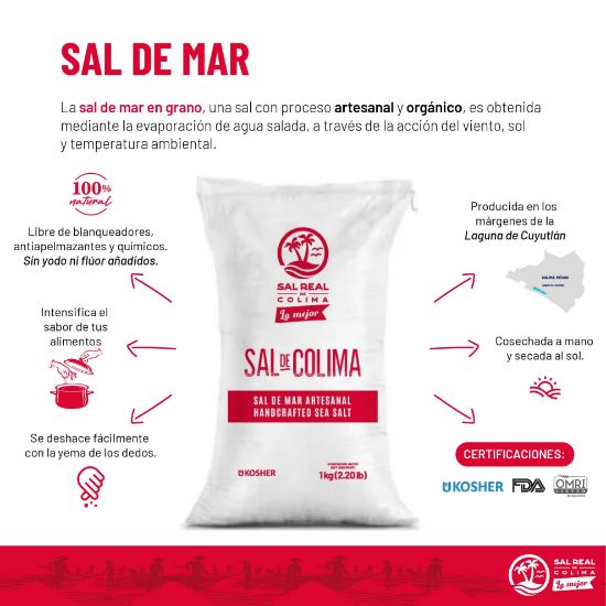 Imagen de Sal de mar artesanal 1 kg Sal Real de Colima | Kosher 