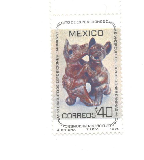 Imagen de IV CIRCUITO EXPOSICIONES CANINAS ESTAMPILLA 1974 PERROS EN FIGURAS DE BARRO