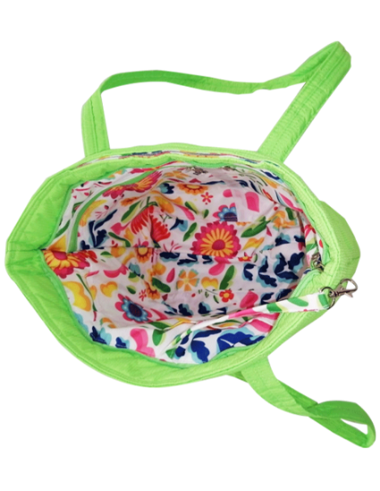 Imagen de BOLSA DAMA TIPO TOTE COLOR VERDE NEÓN