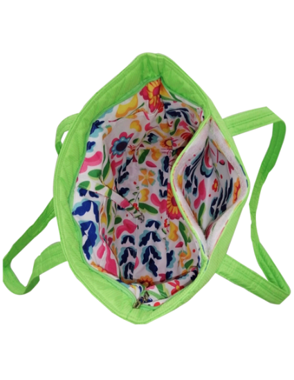 Imagen de BOLSA DAMA TIPO TOTE COLOR VERDE NEÓN