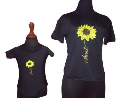 Imagen de Blusa talla G y niña talla 1, mamá e hija bordado girasol
