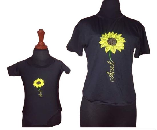 Imagen de Blusa talla G y niña talla 1, mamá e hija bordado girasol