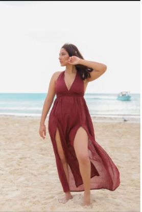 Imagen de Vestido trenzado color vino