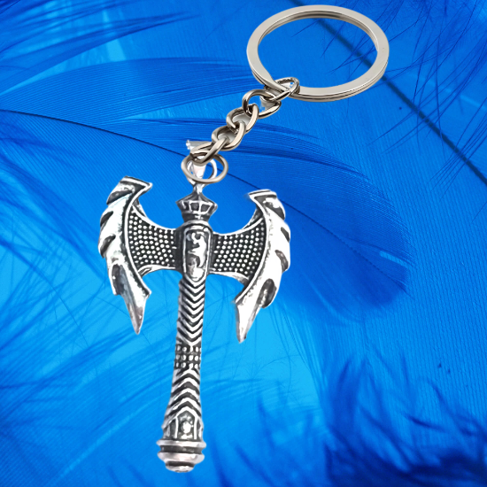 Imagen de 1 Hacha Doble Vikinga Grande C.Plata  en Llavero Poderosisimo Talisman Protector (DIJE Curado e Intensionado), Alta Durabilidad-CUPF&=