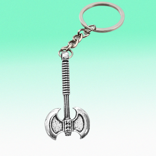 Imagen de 1 Hacha Doble Medioeval Mediana  C.Plata  en Llavero Poderosisimo Talisman Protector (DIJE Curado e Intensionado), Alta Durabilidad-CUPF&=