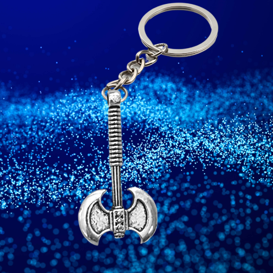 Imagen de 1 Hacha Doble Medioeval Mediana  C.Plata  en Llavero Poderosisimo Talisman Protector (DIJE Curado e Intensionado), Alta Durabilidad-CUPF&=