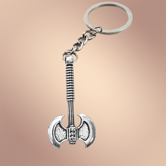 Imagen de 1 Hacha Doble Medioeval Mediana  C.Plata  en Llavero Poderosisimo Talisman Protector (DIJE Curado e Intensionado), Alta Durabilidad-CUPF&=