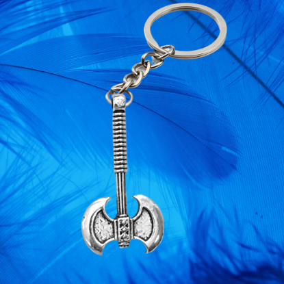Imagen de 1 Hacha Doble Medioeval Mediana  C.Plata  en Llavero Poderosisimo Talisman Protector (DIJE Curado e Intensionado), Alta Durabilidad-CUPF&=