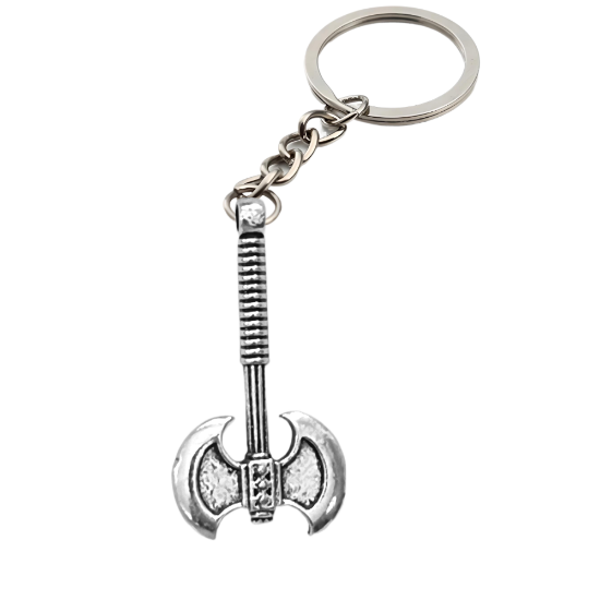 Imagen de 1 Hacha Doble Medioeval Mediana  C.Plata  en Llavero Poderosisimo Talisman Protector (DIJE Curado e Intensionado), Alta Durabilidad-CUPF&=
