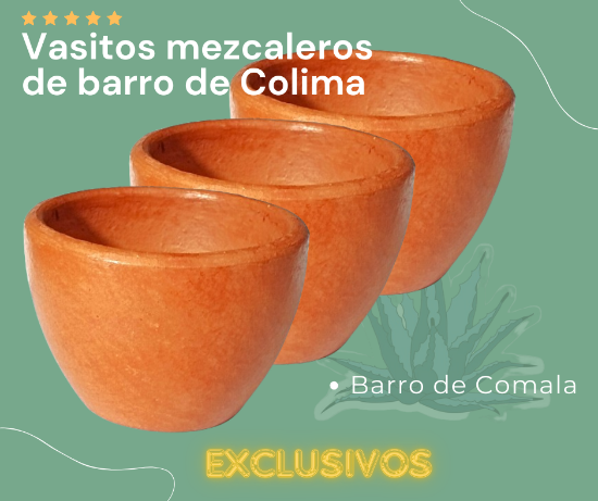 Imagen de Set de 3 Vasos mezcaleros de barro bruñido Colima