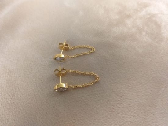 Imagen de Arete Ojito Cristalino con Cadena