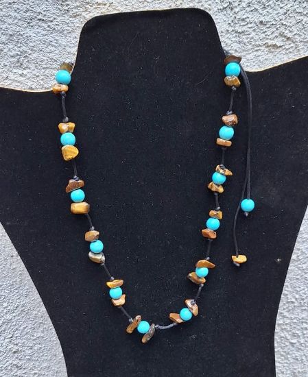 Imagen de LAZ-MONT Collar ojo de tigre chip  