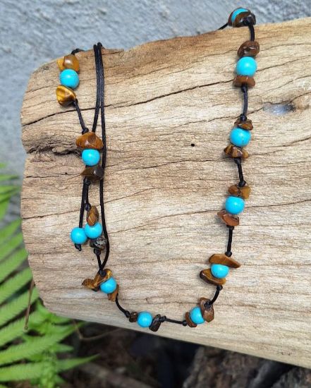 Imagen de LAZ-MONT Collar ojo de tigre chip  