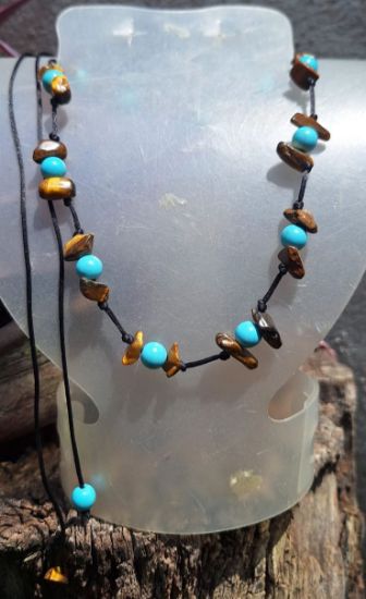 Imagen de LAZ-MONT Collar ojo de tigre chip  