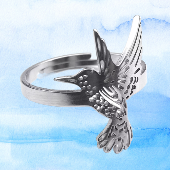 Imagen de  1 Anillo de Hermosisimo Colibrí  Acero Inoxidable Ajustable Alta Durabilidad+ 5 Modelos y Colores a Escoger X1ani