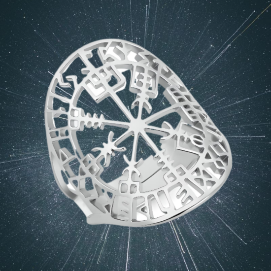 Imagen de  1 Anillo ACERO INOX. VIKINGO Brujula y Runas Vikingas  Ajustable Alta Durabilidad