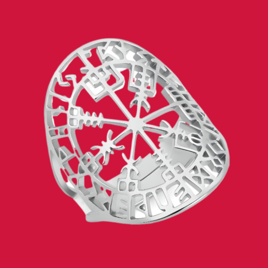 Imagen de  1 Anillo ACERO INOX. VIKINGO Brujula y Runas Vikingas  Ajustable Alta Durabilidad