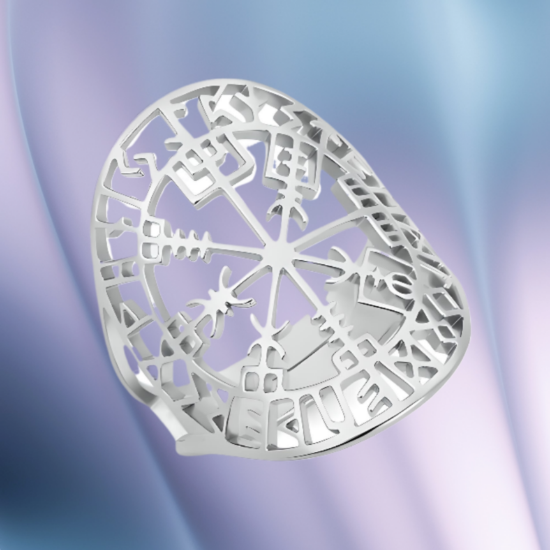 Imagen de  1 Anillo ACERO INOX. VIKINGO Brujula y Runas Vikingas  Ajustable Alta Durabilidad