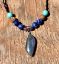Imagen de Colgante de Obsidiana Manto Huichol de Alta calidad con cuentas de lapis lazuli, turquesa, árbol fosilizado y amatista 