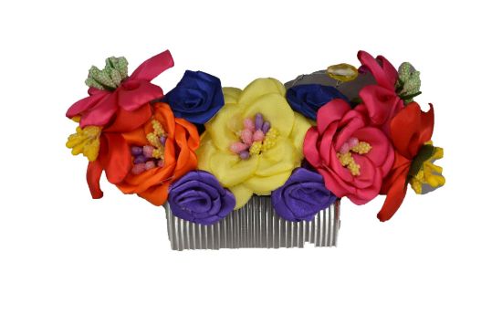 Imagen de tocado mexicano flores hechas a mano  de colores tehuana