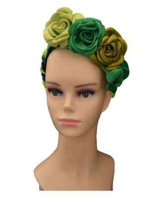 Imagen de Diadema mexicana tehuana de flores de tela hecha a mano.