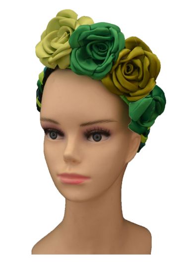 Imagen de Diadema mexicana tehuana de flores de tela hecha a mano.