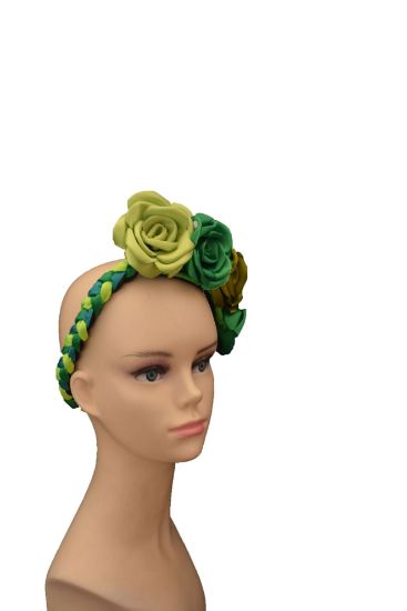 Imagen de Diadema mexicana tehuana de flores de tela hecha a mano.