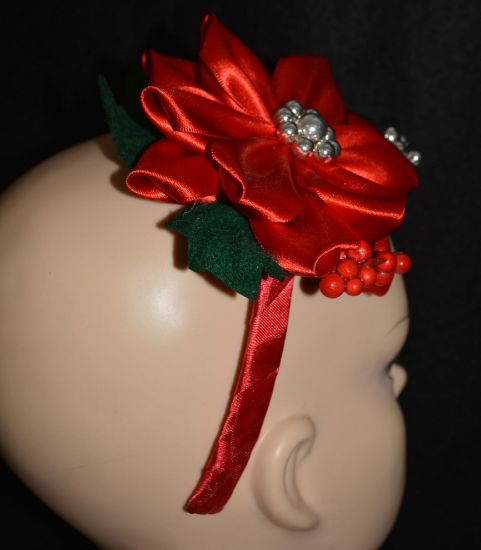 Imagen de diadema nochebuena navidad elegante hecha  a mano 