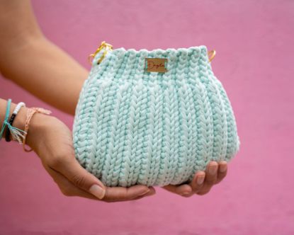 Imagen de Bolso crochet celeste