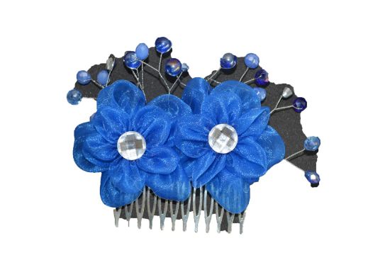 Imagen de tocado flores organza comunion graduacion peineta flores 