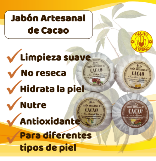 Imagen de Jabones Artesanales de Cacao Mexicano (Paquete de 4 piezas de 90g c/u)