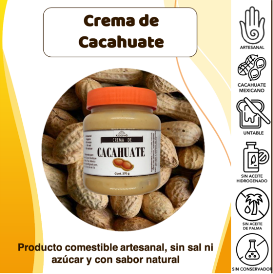 Imagen de Crema Artesanal de Cacahuate Pack 3 piezas (270 g cada pieza)