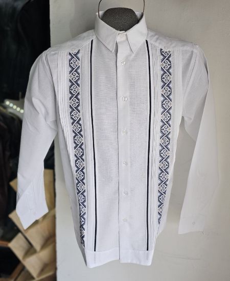 Imagen de Guayabera de Lino Blanca Manga Larga