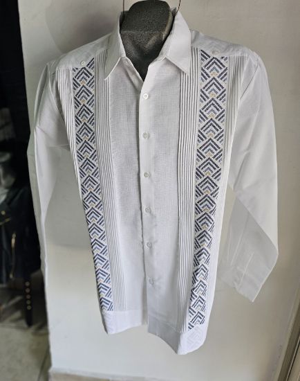 Imagen de Guayabera de Lino Color Modelo Bacalar Manga Larga