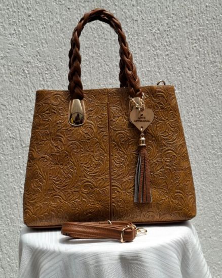 Imagen de Bolsa Color Miel de Piel para Mujer