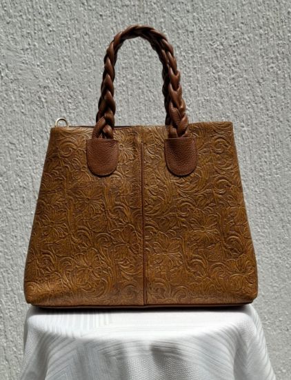 Imagen de Bolsa Color Miel de Piel para Mujer