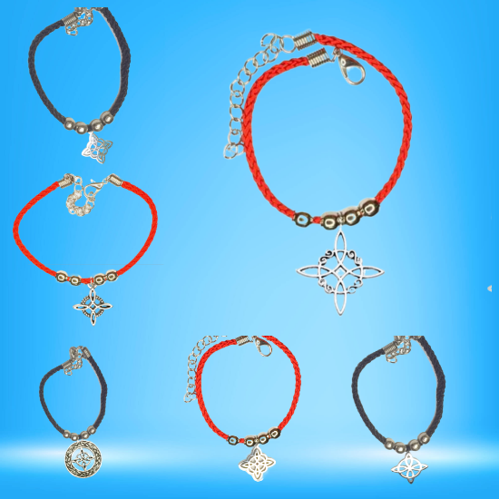 Imagen de 1 Dije Nudo de Bruja CURADO Uso Rudo en Pulsera Roja BORLAS Acero+ 4 Modelos y Colores a Escoger ALTA DURABILIDAD- x1