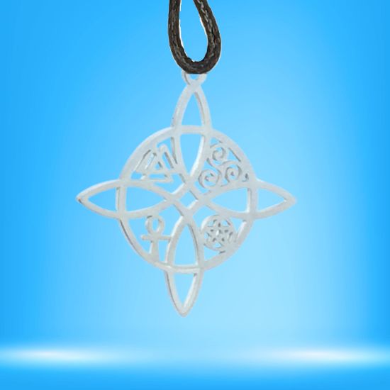 Imagen de Nudo de Bruja 5S- ACERO INOXIDABLE - con  5 PODEROSOS SIMBOLOS de Proteccion Dije Curado Uso Rudo En Pulsera o Collar o Llavero x1