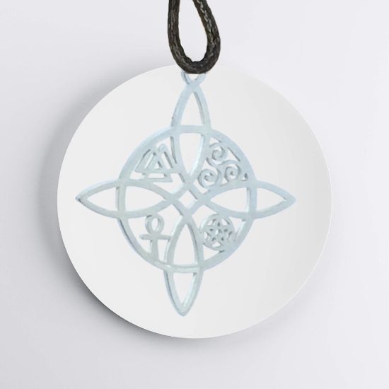 Imagen de Nudo de Bruja 5S- ACERO INOXIDABLE - con  5 PODEROSOS SIMBOLOS de Proteccion Dije Curado Uso Rudo En Pulsera o Collar o Llavero x1