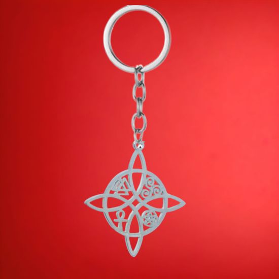 Imagen de Nudo de Bruja 5S- ACERO INOXIDABLE - con  5 PODEROSOS SIMBOLOS de Proteccion Dije Curado Uso Rudo En Pulsera o Collar o Llavero x1