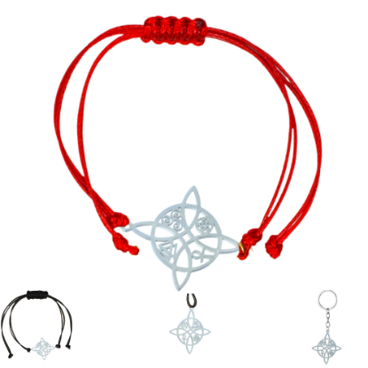 Imagen de Nudo de Bruja 5S- ACERO INOXIDABLE - con  5 PODEROSOS SIMBOLOS de Proteccion Dije Curado Uso Rudo En Pulsera o Collar o Llavero x1