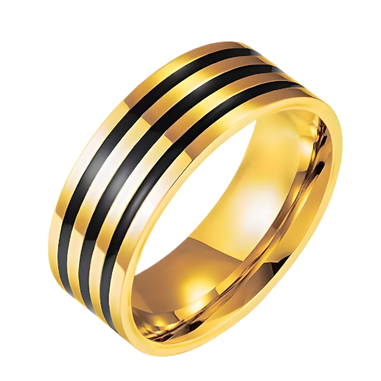 Imagen de 1 anillo Unisex acero inoxidable 3 bandas negras -+ 2 colores y 7 tallas para escoger Alta Durabilidad _Lopi740919-copiar