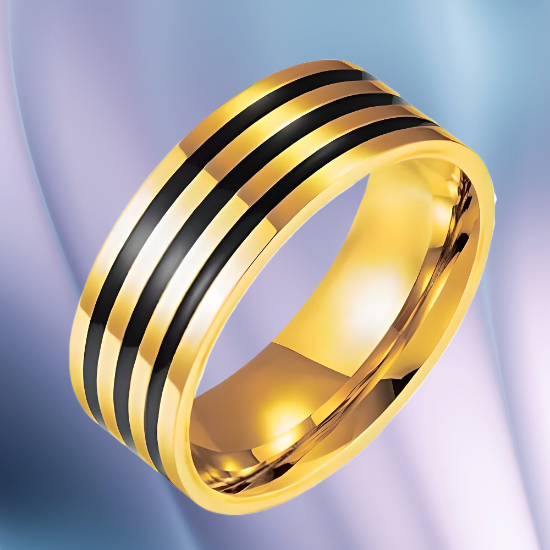 Imagen de 1 anillo Unisex acero inoxidable 3 bandas negras -+ 2 colores y 7 tallas para escoger Alta Durabilidad _Lopi740919-copiar