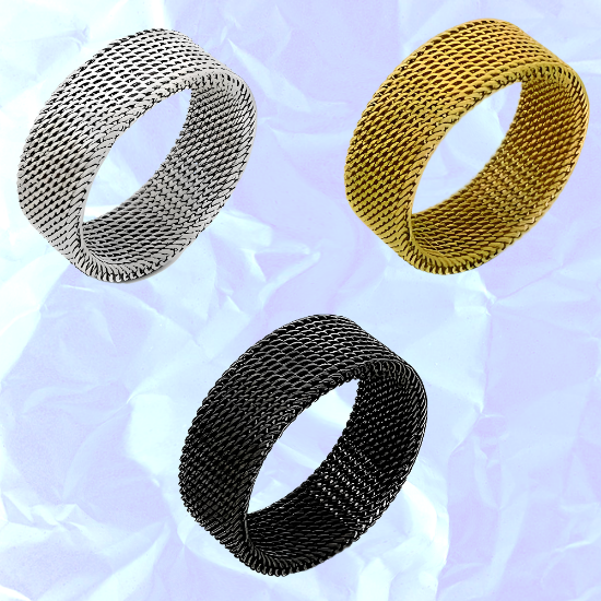 Imagen de 1 anillo Unisex acero inoxidable malla flexible ajustable al dedo -+ 3 colores y 7 tallas para escoger Alta Durabilidad