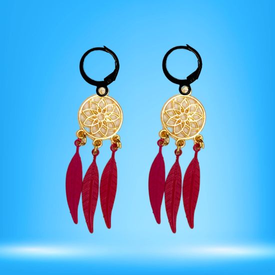 Imagen de + de 10 Modelos y Combinaciones de Colores de 1 Par de Atrapasueños Color Dorado Alta Durabilidad en Arracaditas Color Negro para Escoger x1