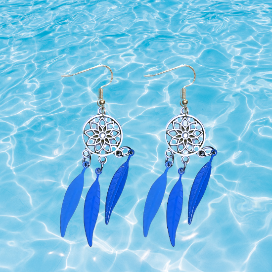 Imagen de 1 Par de Atrapasueños Color Plata Alta Durabilidad en Aretes Acero Inoxidable para Escoger x1